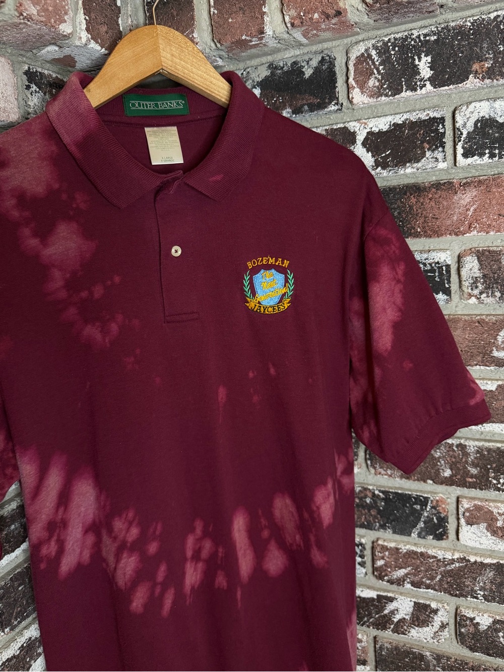 Bozeman Jaycees The Next Generation Embroidered Crest Bleach Tiedye Polo Shirt